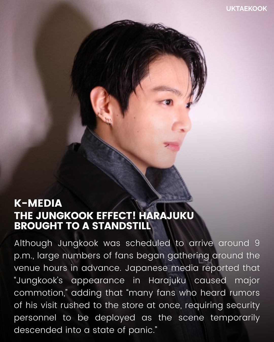 Jung Kook makes a surprise appearance at the Calvin Klein Harajuku flagship.