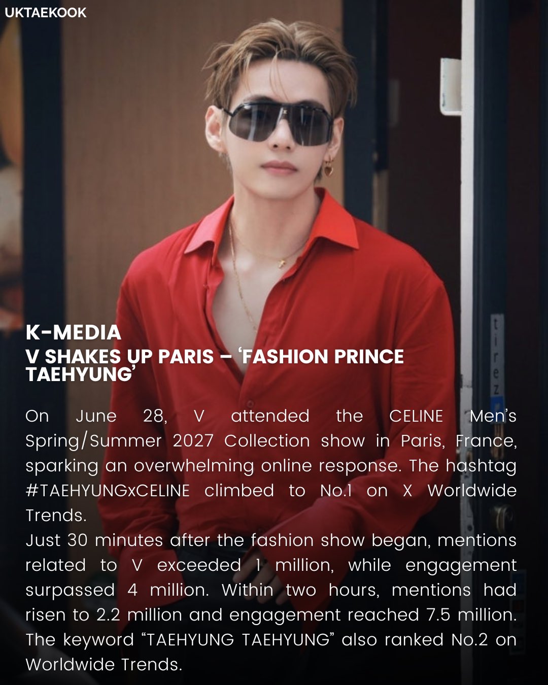 V attended CELINE Men’s Printemps/Été 2027 show